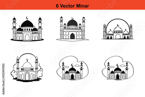Mosque Silhouettes, Islamic Mosque Silhouette Vector Pack