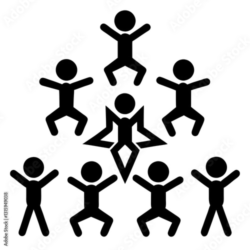 society, teamwork, cooperation. Silhouette icon collection Vector art illustration.  family