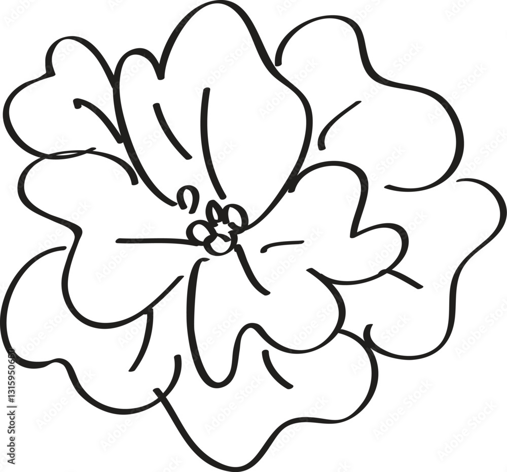 Fototapeta premium Hand-drawn flower illustration, white background, design element