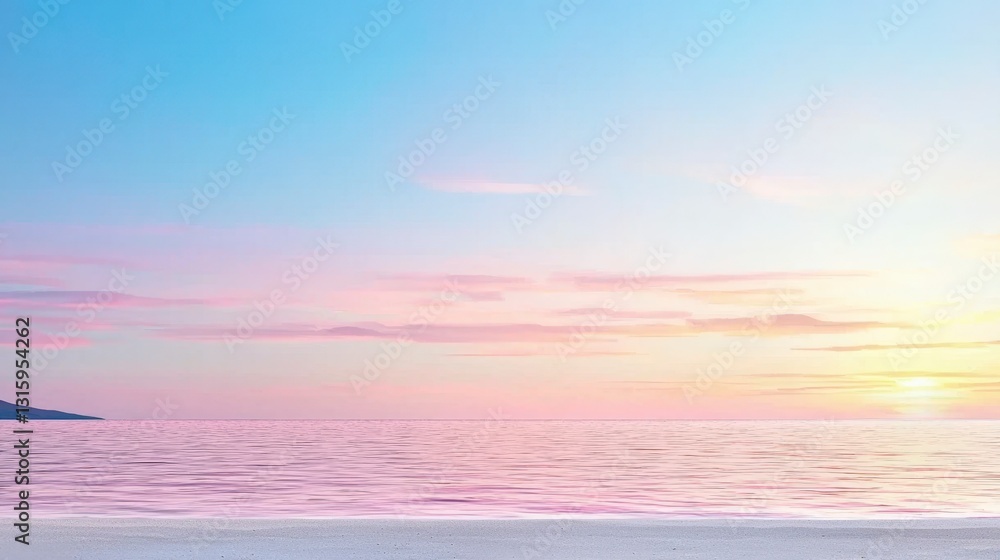 Obraz premium Serene Pastel Sunset Seascape Ocean Beach Sky Calm Tranquil