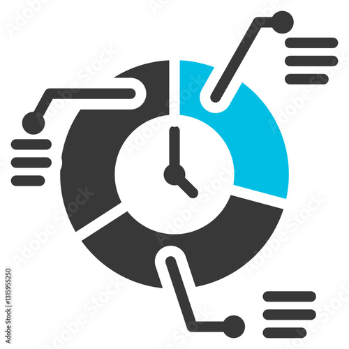 Time Allocation Glyph Blue Grey Icon