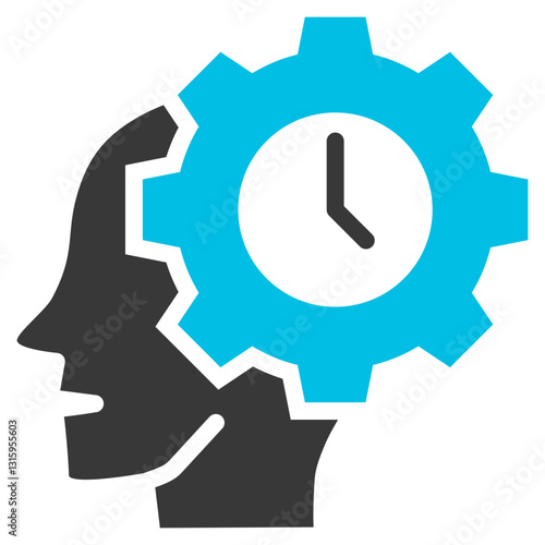 Memory Skill Glyph Blue Grey Icon