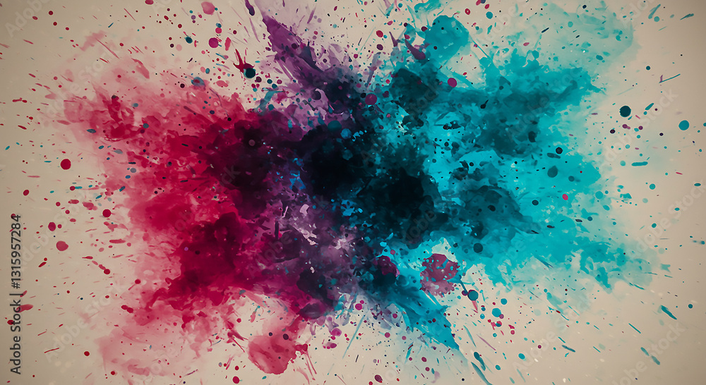 Fototapeta premium High-Energy Abstract Ink and Watercolor Splash Composition with Chaotic Color Burst Generative AI