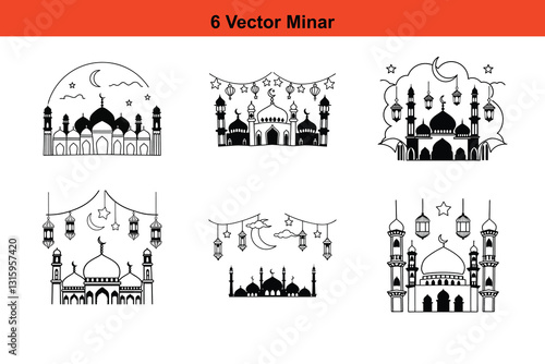 Mosque Silhouettes, Islamic Mosque Silhouette Vector Pack