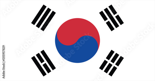 South Korea flag. Vector illustration isolated on white background , National flag of South Korea