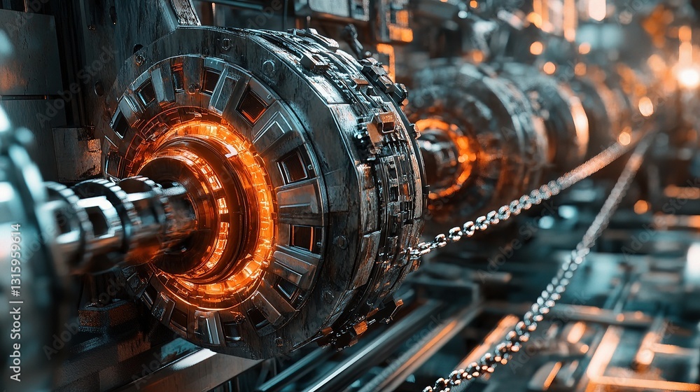 Fototapeta premium Detailed View of Industrial Machinery with Gears and Mechanical Components