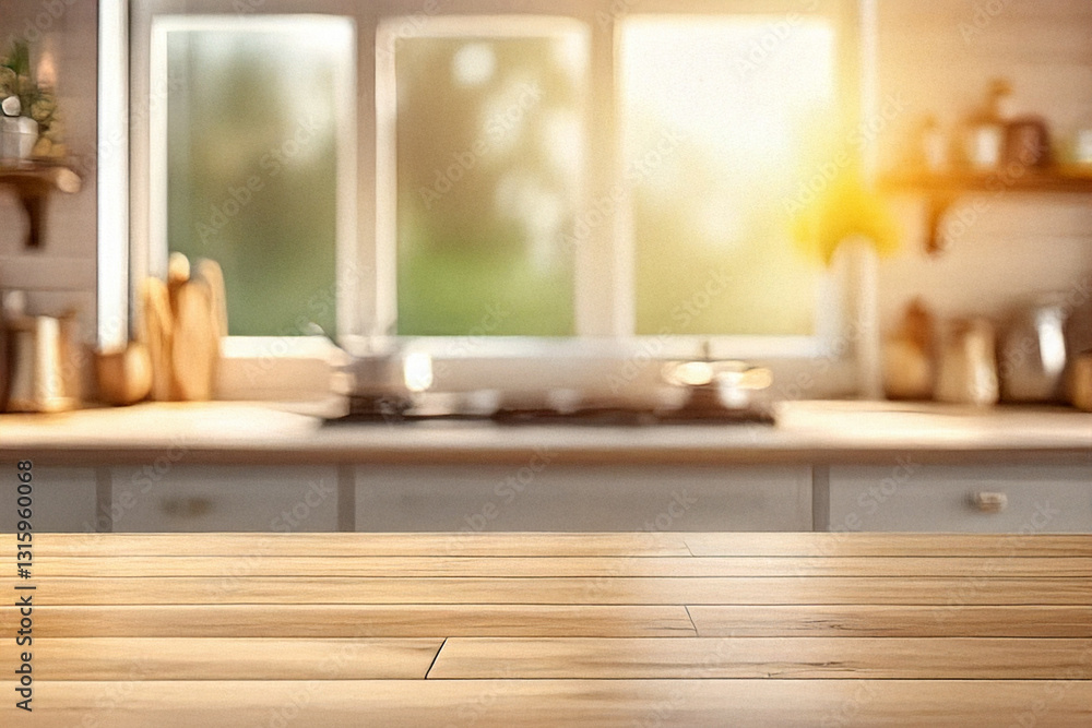 Blurred view of modern kitchen interior with white furniture Blurred view of modern kitchen interior with white furniture