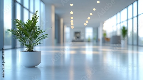 Wallpaper Mural Blurred focus of white open office interior with spacious layout, minimalist design, and serene background for modern corporate and creative digital presentations Torontodigital.ca