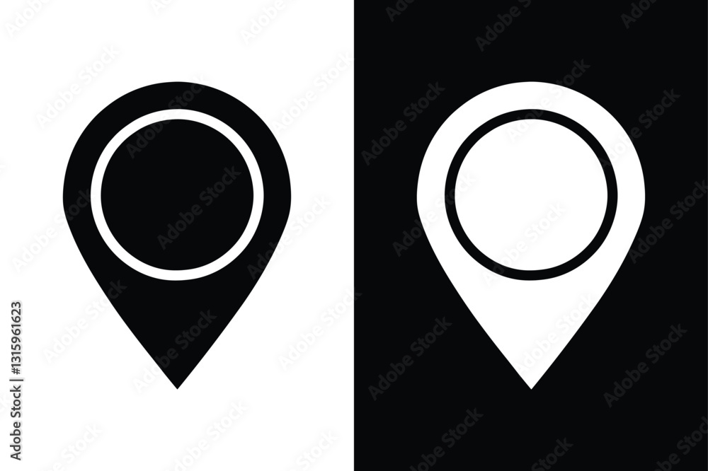 Location and Map Pin Icon Silhouette Vector Design black white background Location and Map Pin Icon Silhouette Vector Design black white background
