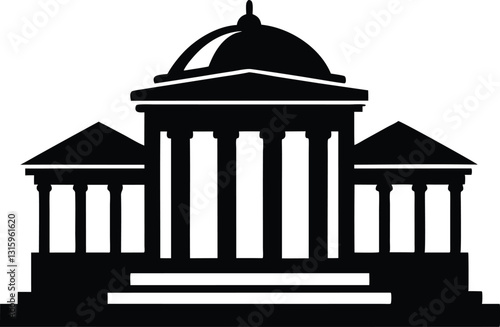 museum silhouette on white background. Ancient Building Temple Vector Art