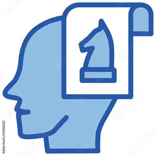 Strategic Thinking Blue White Icon