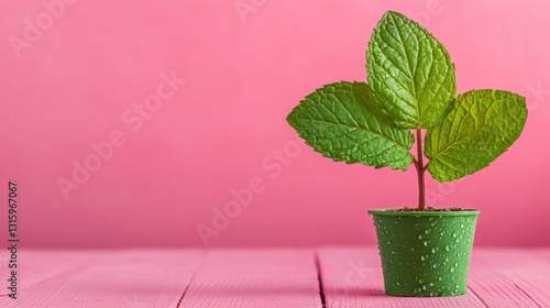 A close-up of a peppermint leaf in soft morning light.