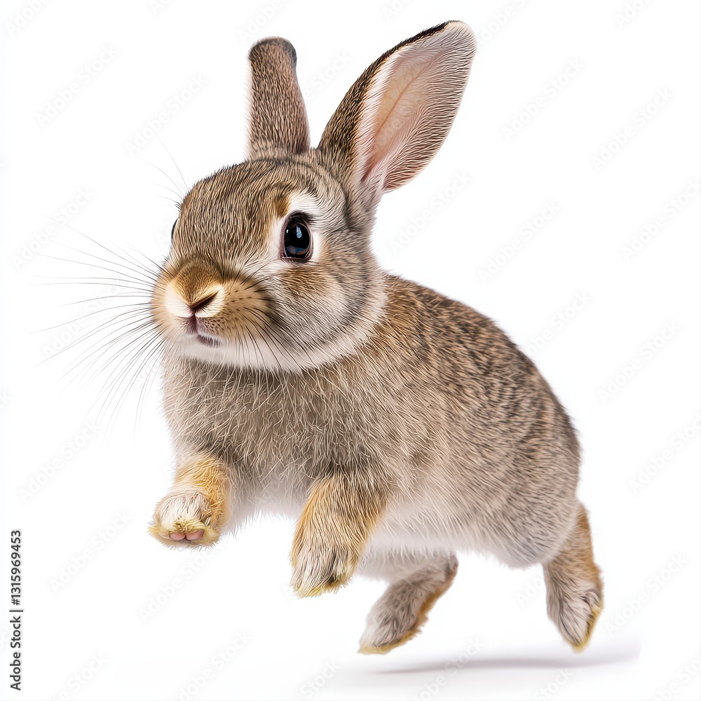 Obraz premium Energetic rabbit running swiftly across the ground capturing the essence of nature's wonder and playfulness