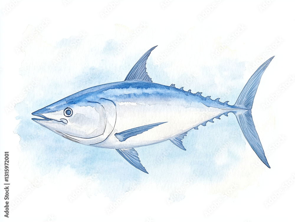 Fototapeta premium Stunning Watercolor Tuna Illustration