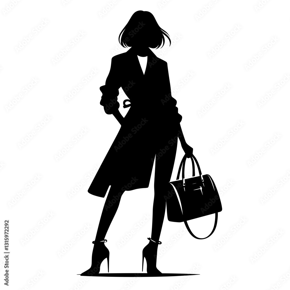Elegant businesswoman with handbag – education and success Elegant businesswoman with handbag – education and success