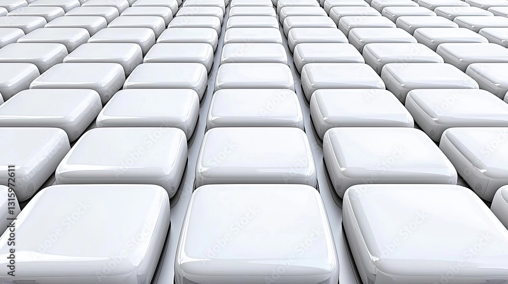 Expansive Field of Glossy White Tiles Forming a Uniform and Geometric Pattern with a Minimalist Aesthetic in a Bright Environment Expansive Field of Glossy White Tiles Forming a Uniform and Geometric Pattern with a Minimalist Aesthetic in a Bright Environment