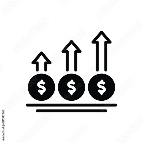 Black solid icon for growth