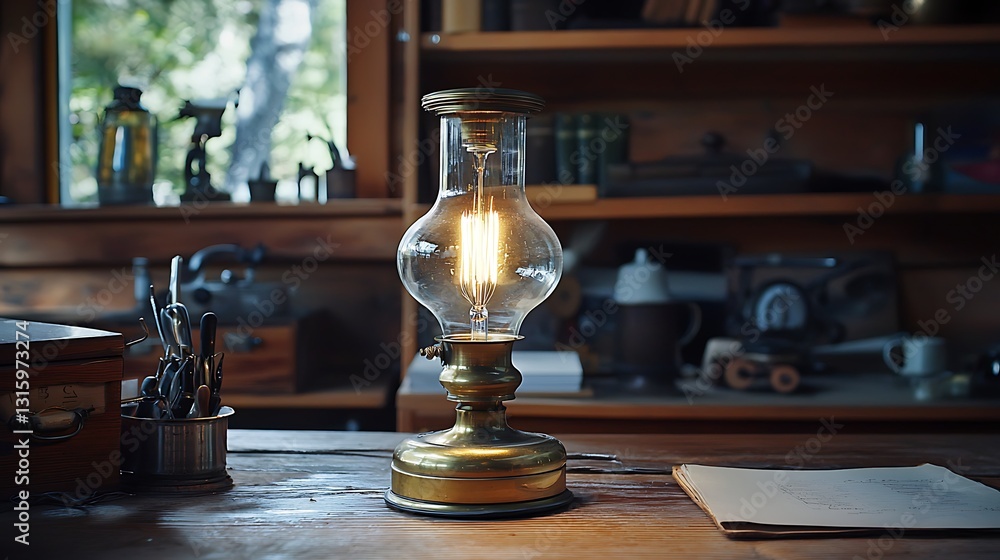antique table lamp and glasses antique table lamp and glasses