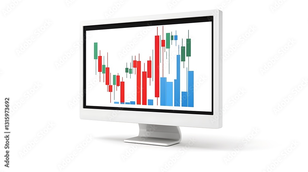 3D Render of Stock Market Chart Displayed on Computer Monitor AI Generated 3D Render of Stock Market Chart Displayed on Computer Monitor AI Generated