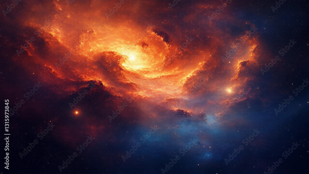Stunning Cosmic Nebula with Fiery Glow – Space Photography Stunning Cosmic Nebula with Fiery Glow – Space Photography