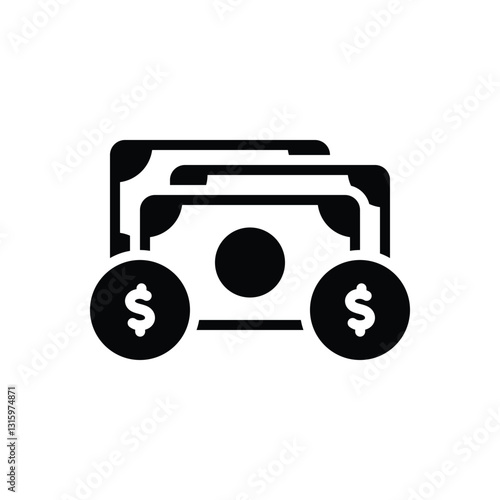 Black solid icon for cash
