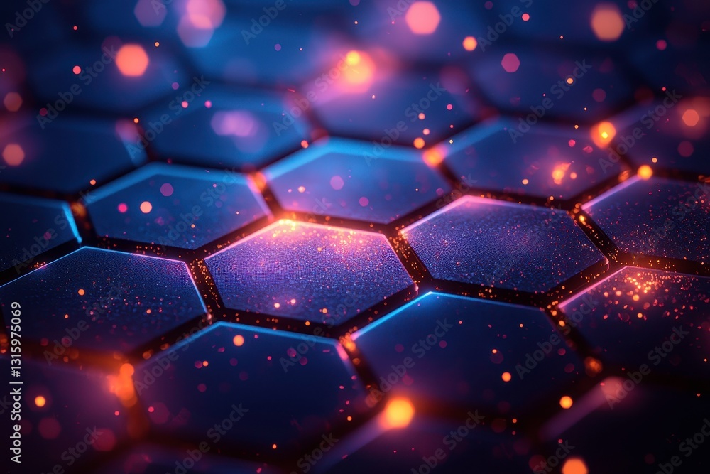 Glowing Hexagon Pattern Background Illustration Glowing Hexagon Pattern Background Illustration