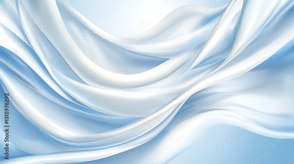 Obraz premium Soft Blue Silk Fabric Flowing Lightly Under Natural Light Background for Elegant Design and Artistic Concepts