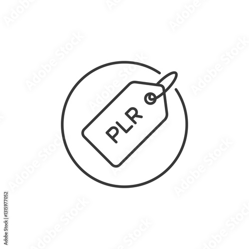 This PLR tag icon reflects commerce versatility, highlighting opportunities for reselling or rebranding and effectively promoting customizable product rights