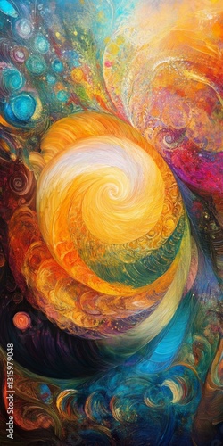 A stunning abstract artwork featuring vibrant swirling colors, capturing the essence of cosmic energy and motion. Perfect for creative projects.