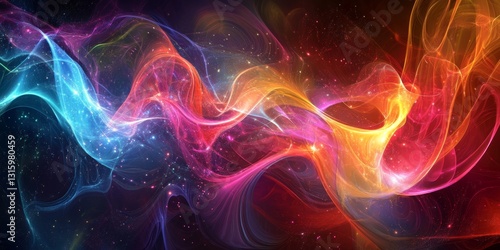This vibrant abstract image features colorful swirls that evoke a sense of cosmic wonder and ethereal beauty, perfect for backgrounds or artistic projects.