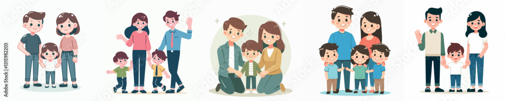 Happy Family Vector Image With Flat Simple And Minimalist Design Happy Family Vector Image With Flat Simple And Minimalist Design