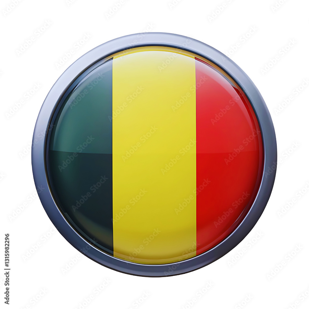 Glossy Belgium Flag Button 3D Realistic National Emblem Design Glossy Belgium Flag Button 3D Realistic National Emblem Design
