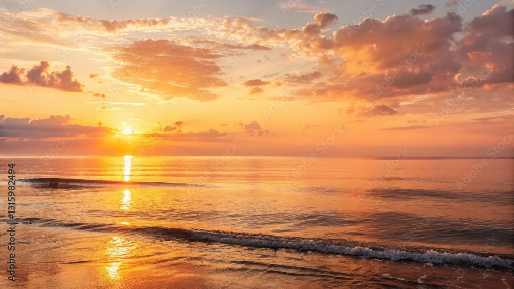 Sunrise Over Ocean serenity glow. A stunning sunset over calm waters, with vibrant colors reflecting on the surface. Sunrise Over Ocean serenity glow. A stunning sunset over calm waters, with vibrant colors reflecting on the surface.