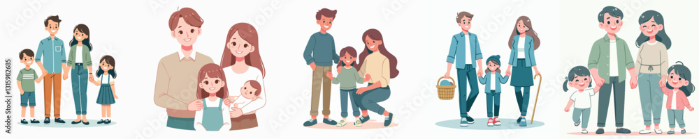 Happy Family Vector Image With Flat Simple And Minimalist Design Happy Family Vector Image With Flat Simple And Minimalist Design
