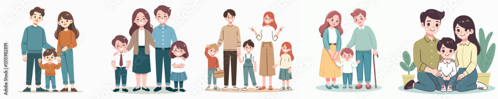 Happy Family Vector Image With Flat Simple And Minimalist Design Happy Family Vector Image With Flat Simple And Minimalist Design
