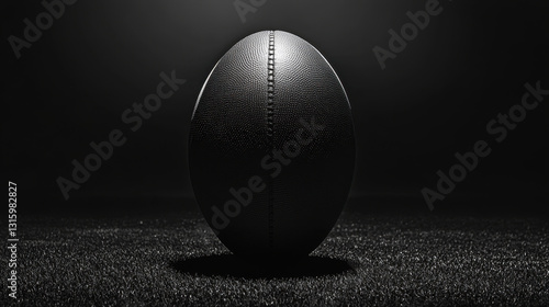 Tactical rugby ball with deep grip texture positioned on an expansive green field ideal for sports activities photo