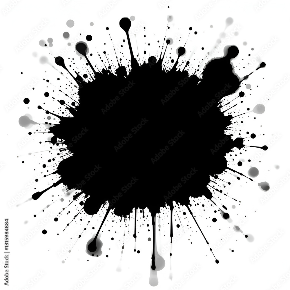 Fototapeta premium Black blot with splashes. Vector illustration