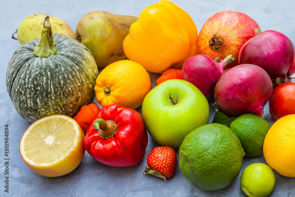 Organic fruits. Healthy eating concept Top view Organic fruits. Healthy eating concept Top view