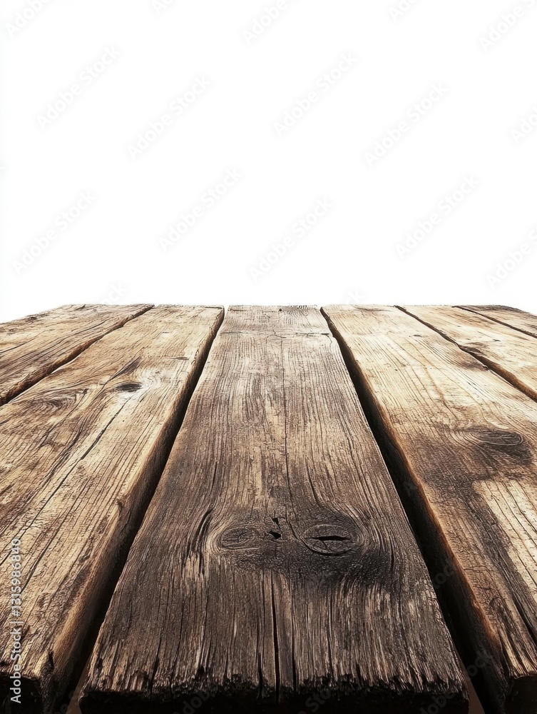 Rustic Wooden Planks Surface in Warm Tones with Textured Grain and Knots on White Backdrop for Product Display Rustic Wooden Planks Surface in Warm Tones with Textured Grain and Knots on White Backdrop for Product Display