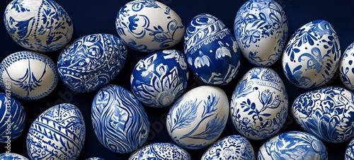 Minimalist patterns highlight the artistic approach to Easter egg decoration. 