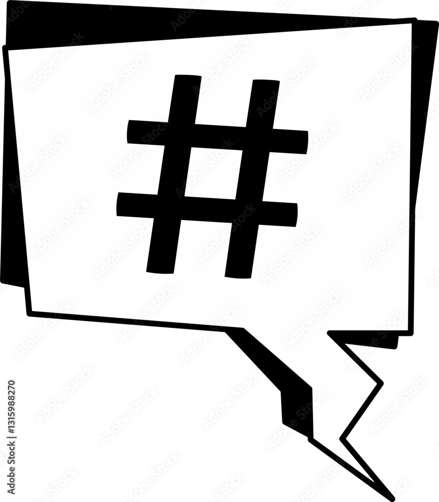 Obraz premium Hashtag marketing boosts viral campaigns and social media success. Strategic hashtag marketing tracking helps analyze trends, optimize SMM strategies, improve engagement. Isolated illustration.