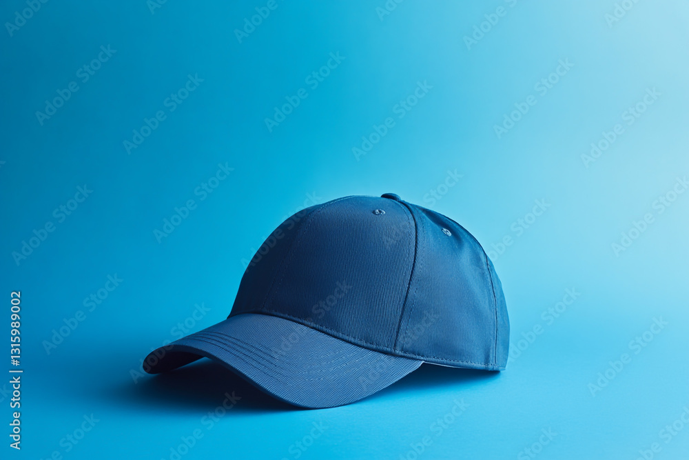 Fototapeta premium Minimalist Blue Background for Product Photography – Baseball Cap with Studio Lighting