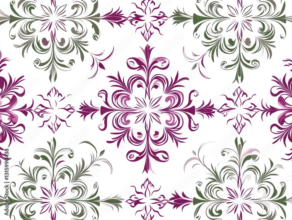 Purple green floral damask seamless pattern background, textile design Purple green floral damask seamless pattern background, textile design