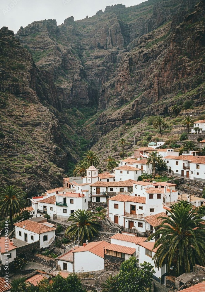 view of the town of kotor, Village Masca in Tenerife view of the town of kotor, Village Masca in Tenerife