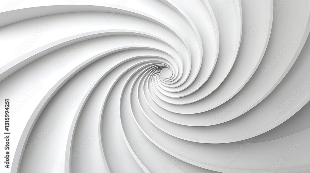 Fototapeta premium Abstract Spiral Pattern in White with Smooth Curves and Depth Effect for Modern Design Projects