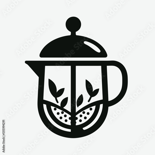 very simple flat and minimalist Tea Infuser silhouette in black on a white background