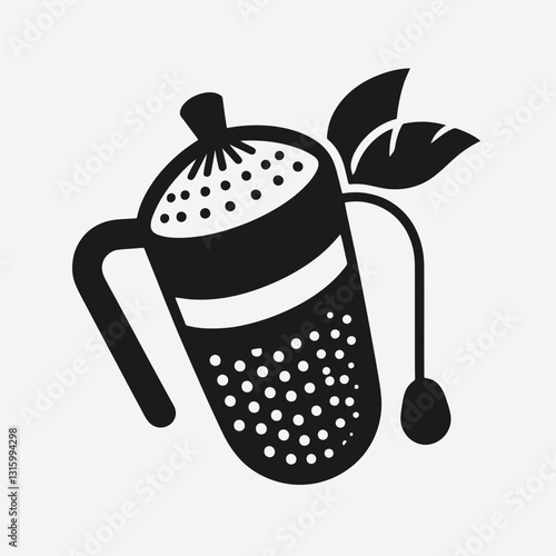 very simple flat and minimalist Tea Infuser silhouette in black on a white background