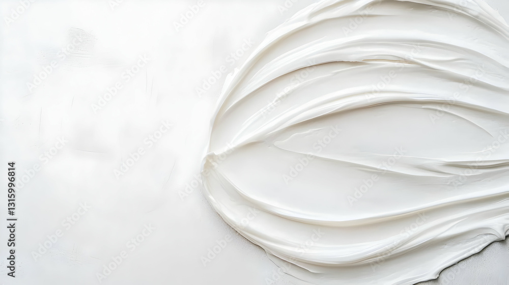 White Cream Texture on a White Background With Smooth Swirls and Strokes in a Close-Up Studio Shot White Cream Texture on a White Background With Smooth Swirls and Strokes in a Close-Up Studio Shot