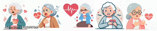 Vector image of grandmother with heart disease