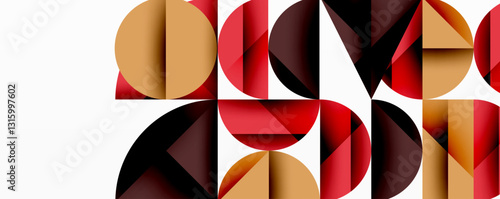 Abstract geometric pattern with intersecting circles and triangles in gradients. The high-contrast composition creates depth and a dynamic, modern aesthetic
